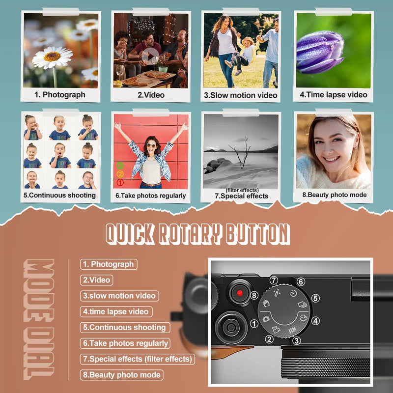 NBD 56MP Digital Cameras for Photography, 4K Autofocus Digital Cameras with 32GB TF Card & 2 Batteries,18X Digital Zoom