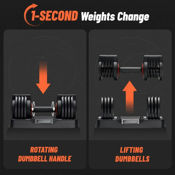 Adjustable Dumbbell Set 25/55 Lbs for Home Workouts