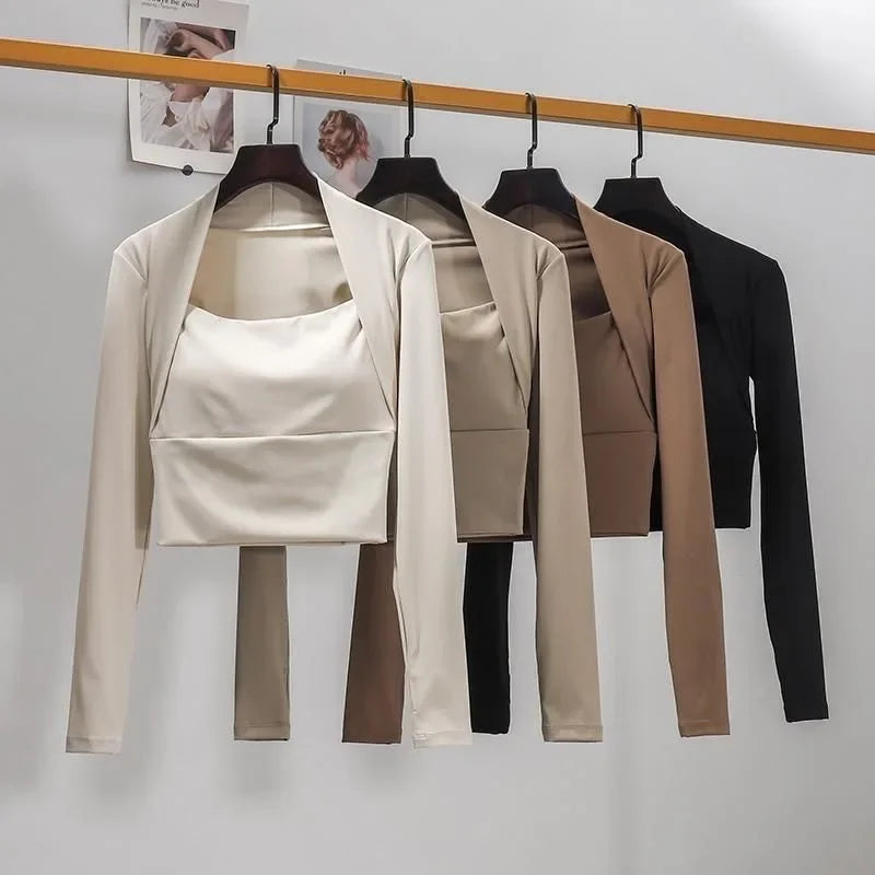 Women Fitness Chest Cushion Long Sleeve Sports Top Yoga Gym