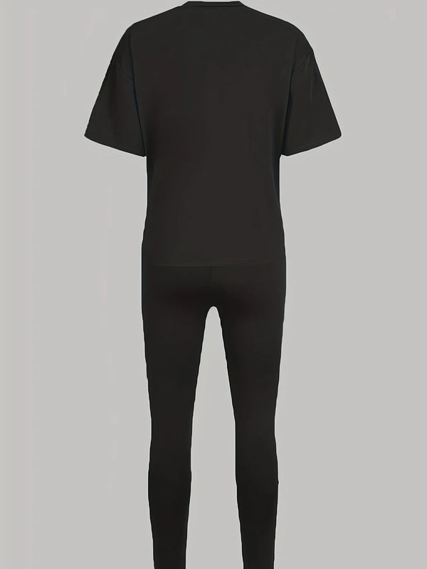 Women's Chase a Bag Cartoon Print T-Shirt and Pants Set