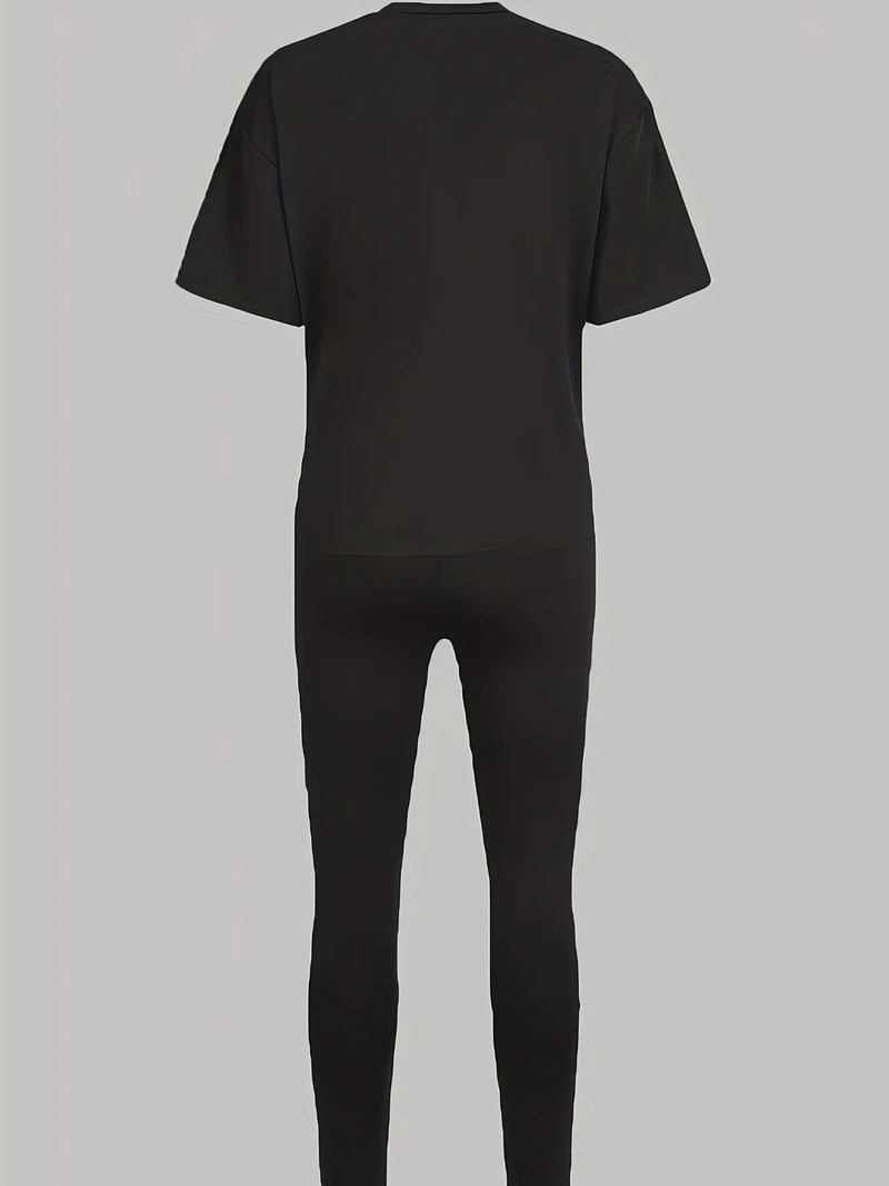 Women's Chase a Bag Cartoon Print T-Shirt and Pants Set