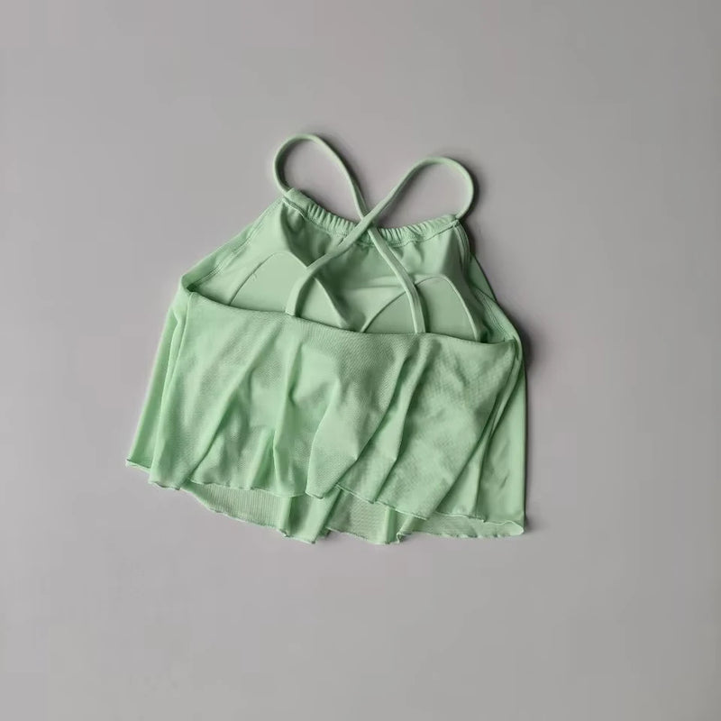 Women Mesh Sports Vest Yoga Tank Top Cross Straps Sexy