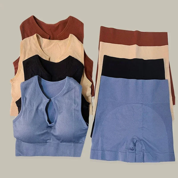 Women Yoga Set Seamless High Waist Leggings Sports Bra