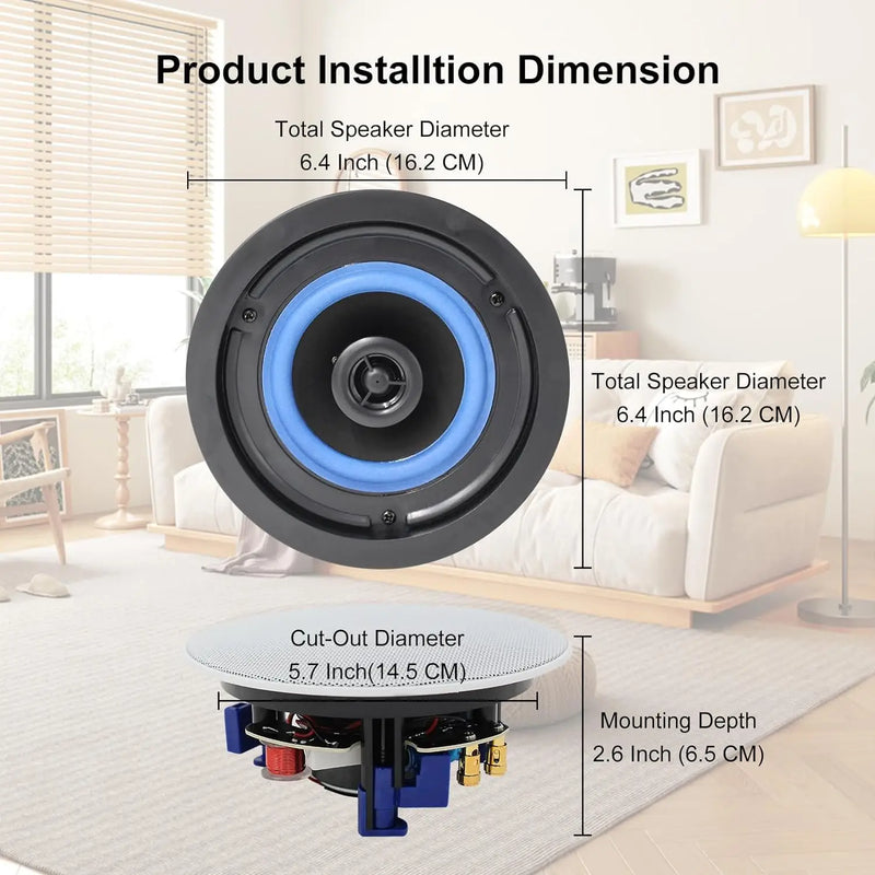 Herdio 4 Inch 320 Watts 2 Way Bluetooth Ceiling Speakers