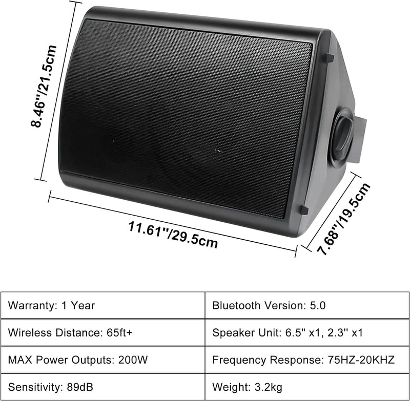 Herdio 4PCS 6.5 Inch 800W Waterproof Outdoor Bluetooth Speakers Wall Mounted Sound System for Patio