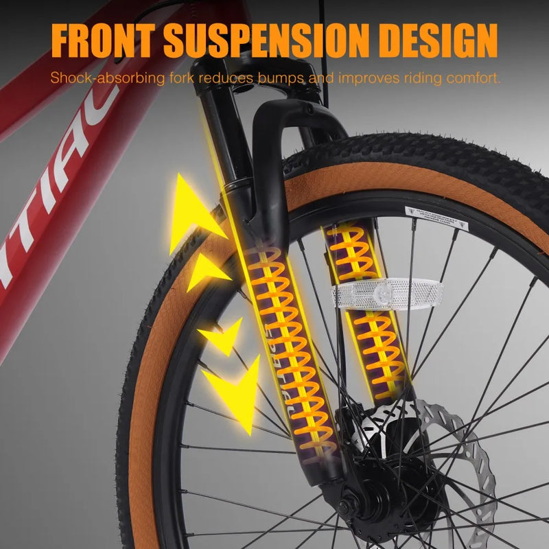 SPATIAL 24 Inch Mountain Bike, Teenager MTB with 21 Speed,High-Tensile Aluminum Frame,Dual Disc Brake, Adult Hardtail Bicycle