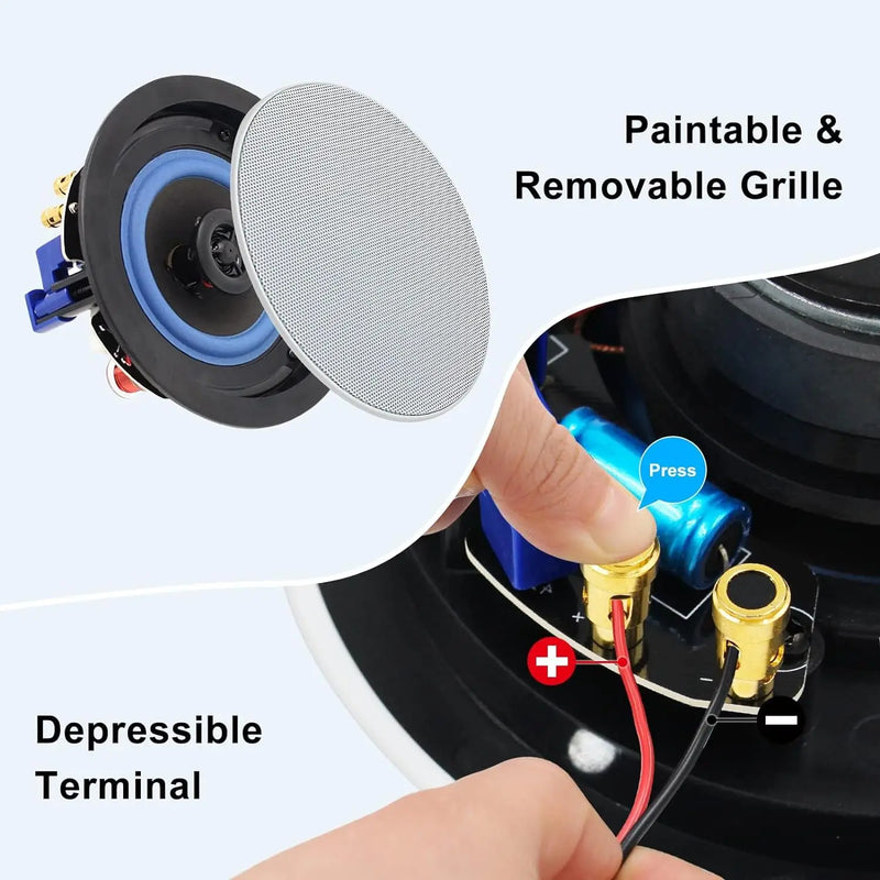 Herdio 4 Inch 320 Watts 2 Way Bluetooth Ceiling Speakers