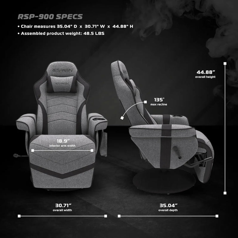 900 Gaming Recliner - Video Games Console Recliner Chair, Computer Recliner, Adjustable Leg Rest & Recline,Recliner, Gray Fabric