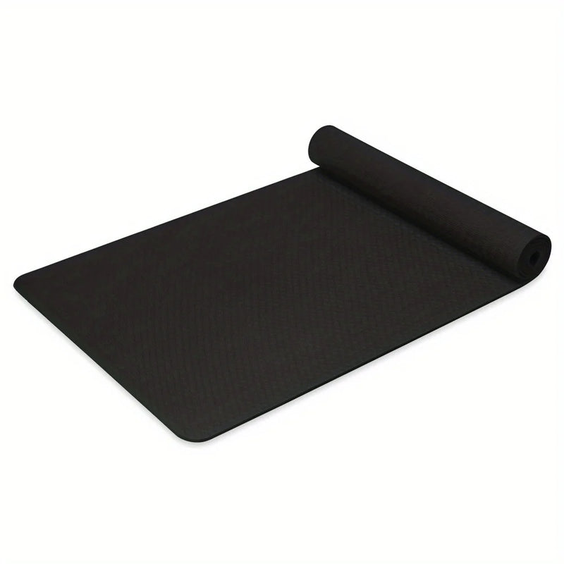 Lightweight Black Yoga Mat for Stretching and Sports
