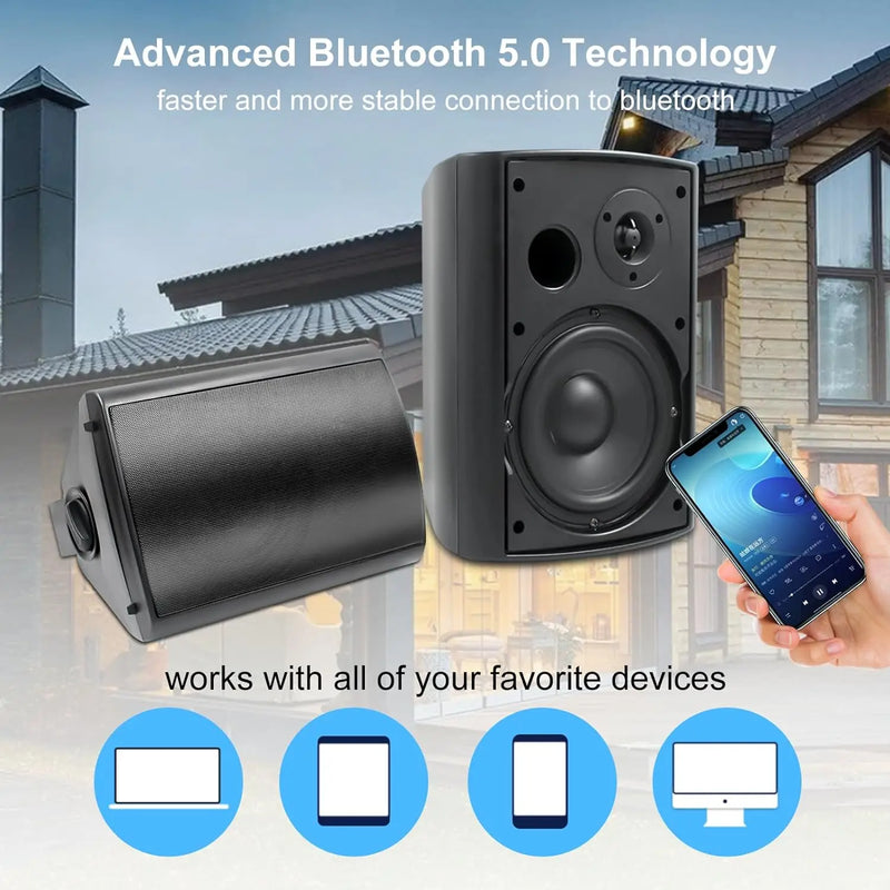 Herdio 6.5 Inch 400W Waterproof Bluetooth Speakers for Patio