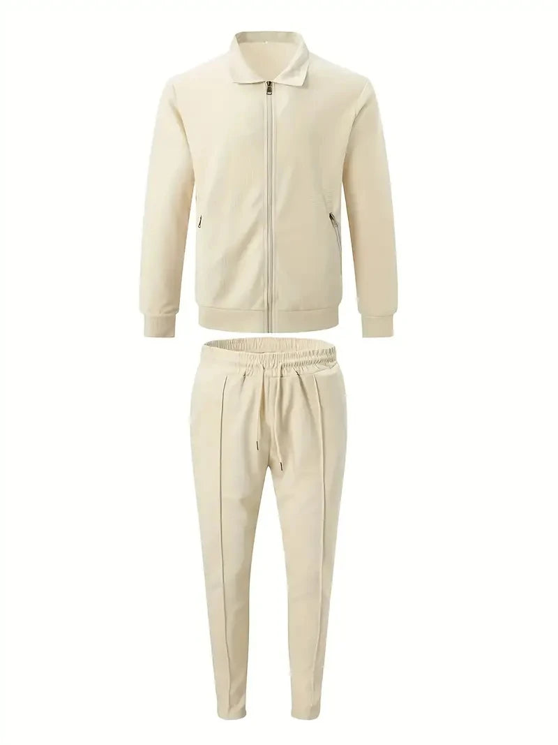 Two Piece Mens Tracksuit Set Full Zip Soft Breathable