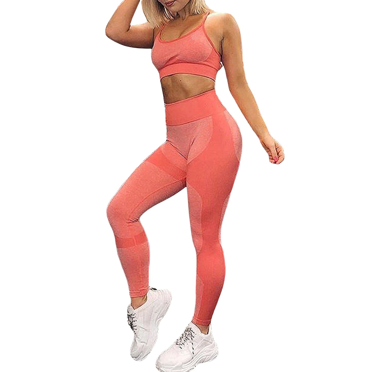 Womens Sleeveless Crop Top and High Waist Leggings Set