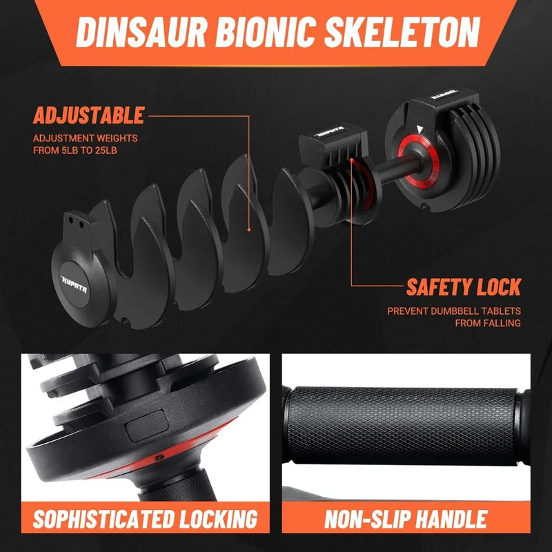 Adjustable Dumbbell Set 25/55 Lbs for Home Workouts