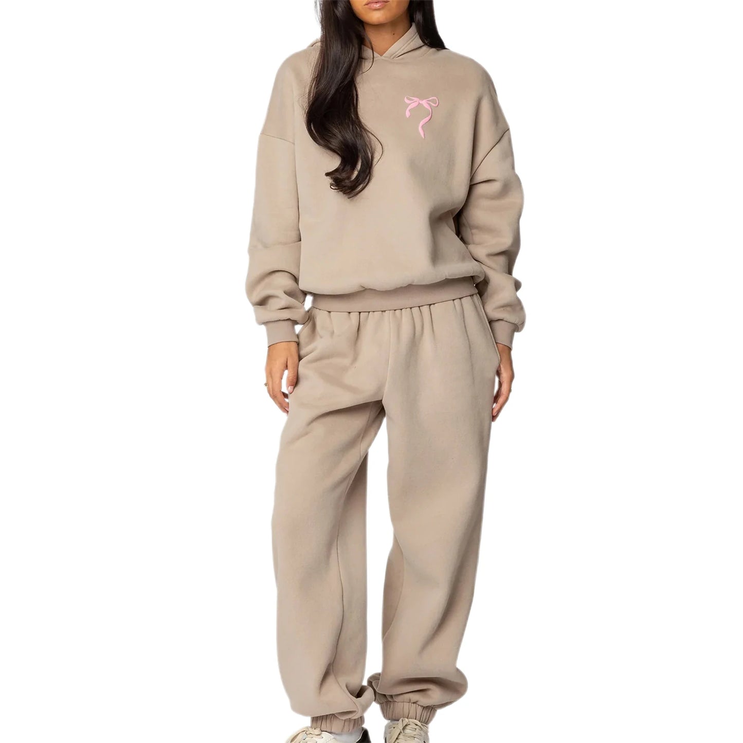 Women Two Piece Floral Embroidered Sweatshirt Jogger Set