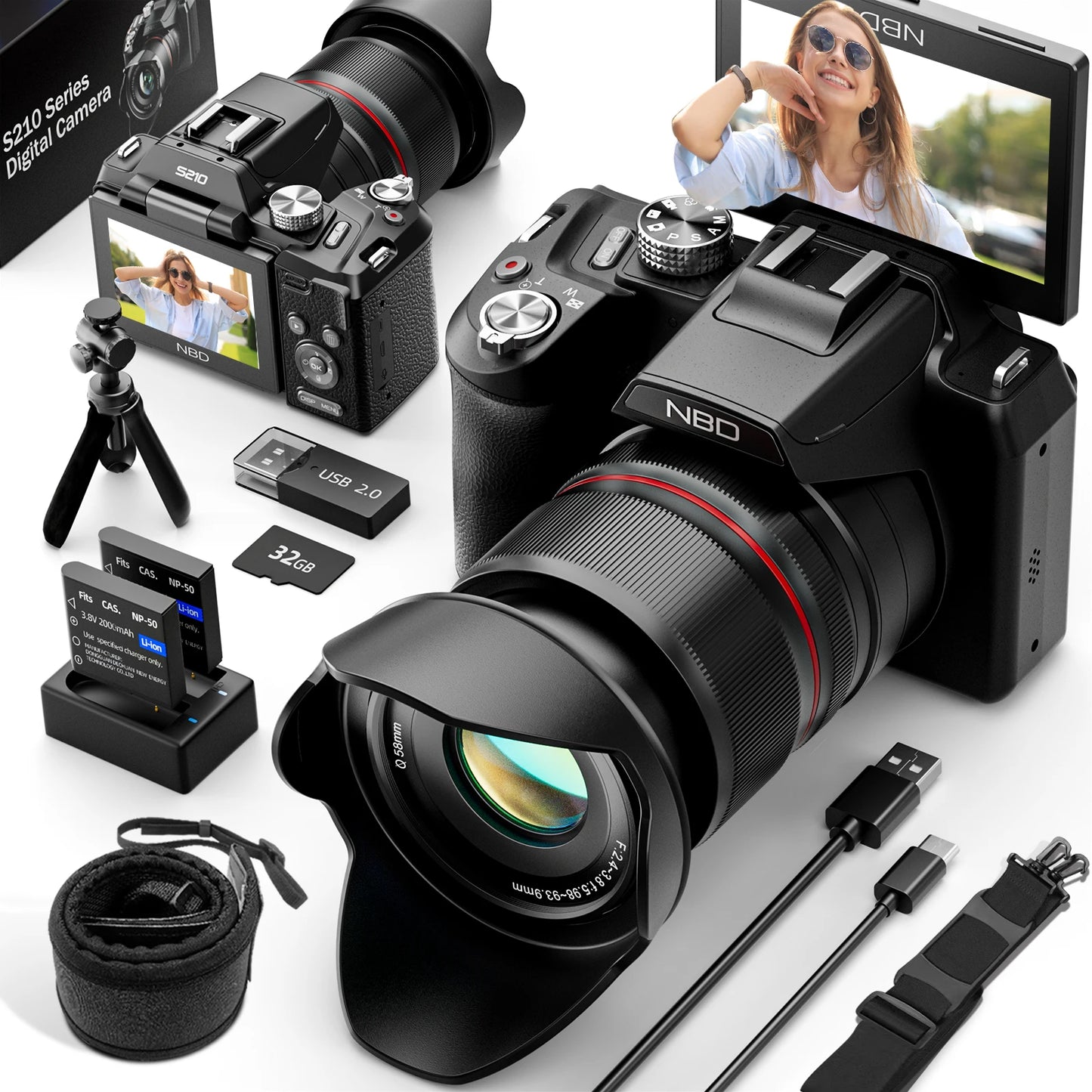 NBD 5K 64MP Digital Camera With 16X Optical Zoom