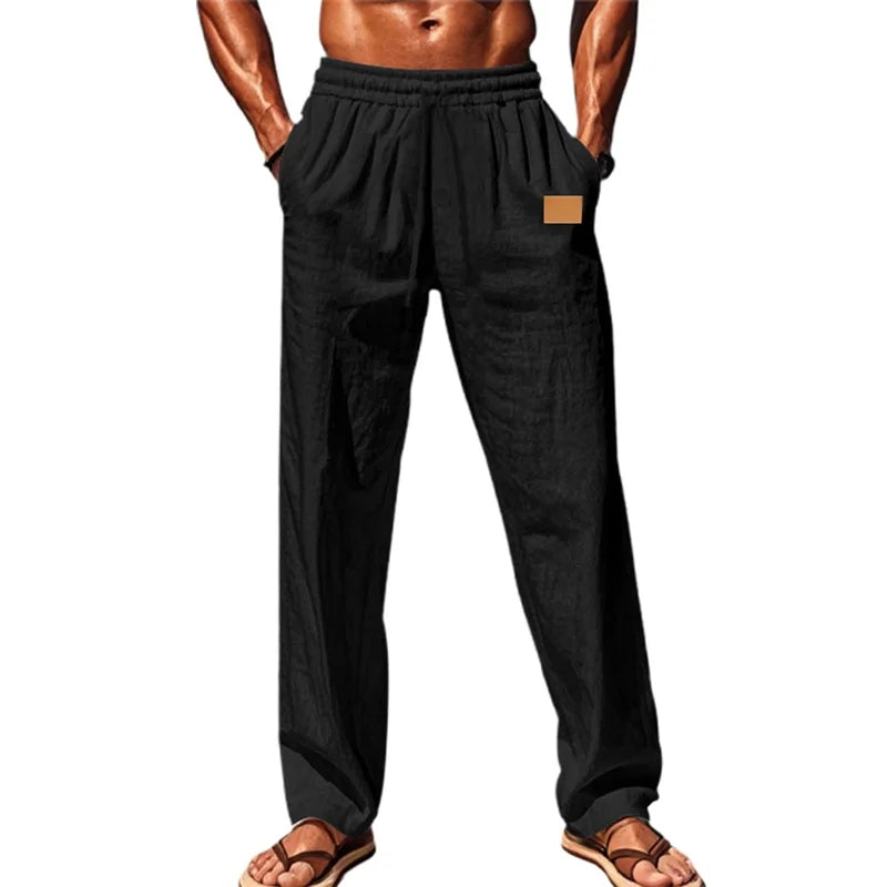 Men Comfortable Elastic Waist Drawstring Pants Beachwear