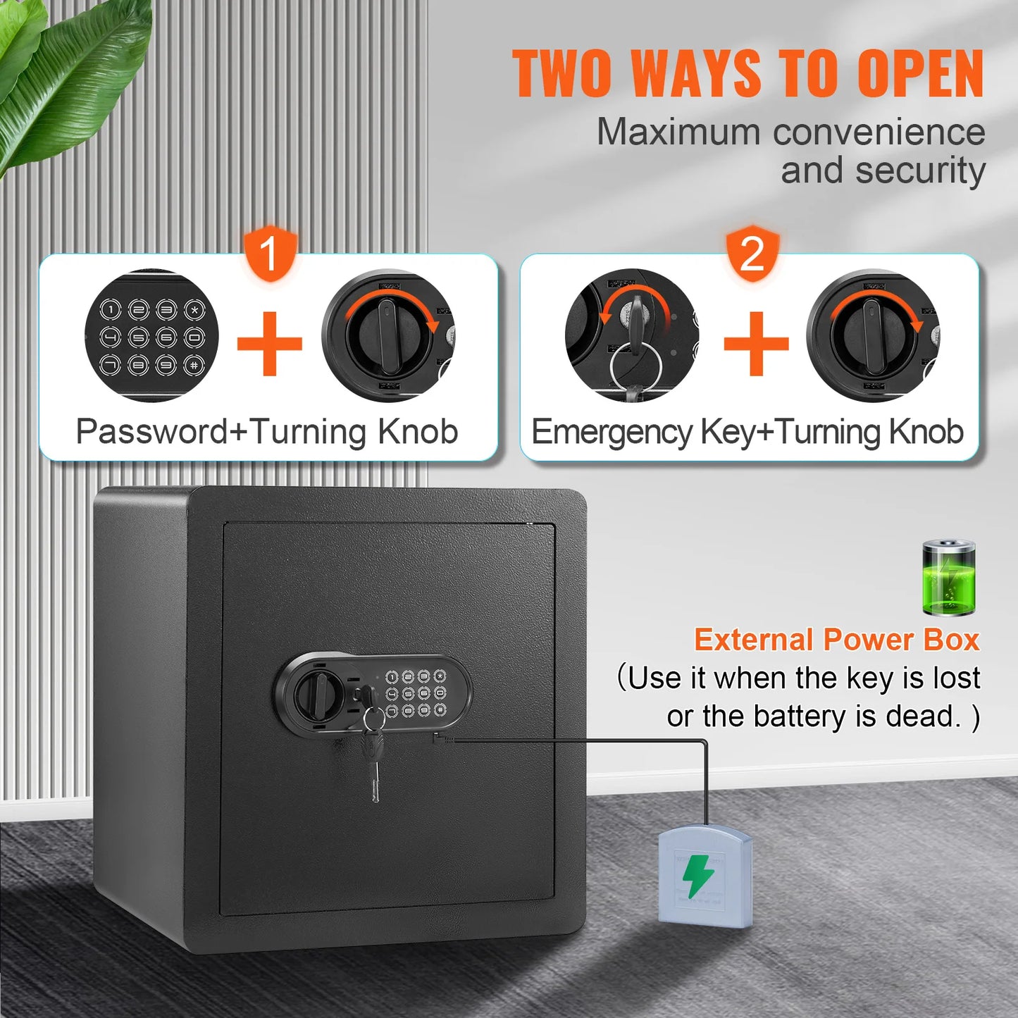 SucceBuy Safe 1.8/2.2 Cubic Feet Steel Security Safe w/ Digital Keypad and 2 Keys  Cash Gold Jewelry Document for Home Hotel