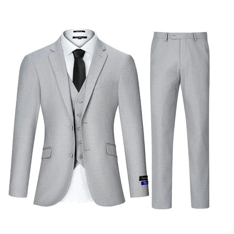Mens Classic Color 3 Piece Suit Set Regular Fit Blazer