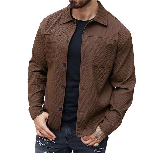 Mens Casual Shirt Jacket Solid Long Sleeve Spring Fall