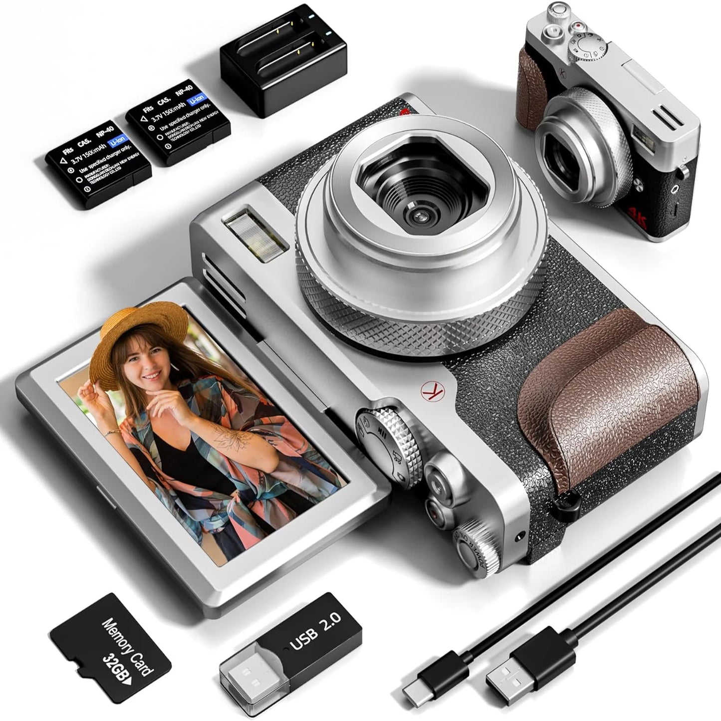 NBD 56MP Digital Cameras for Photography, 4K Autofocus Digital Cameras with 32GB TF Card & 2 Batteries,18X Digital Zoom
