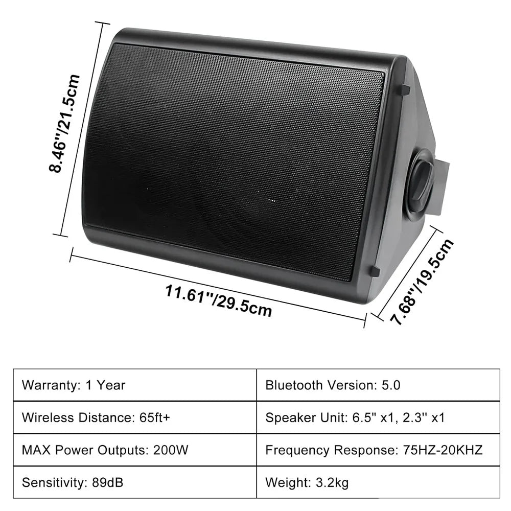 Herdio 800 Watt 6.5 Inch Outdoor Waterproof Bluetooth Speakers