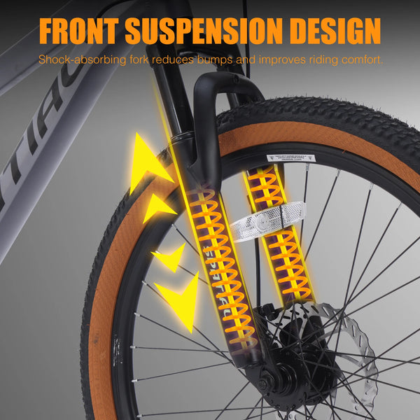 SPATIAL Mountain Bike 24 Inch, 21 Speed Aluminum Frame Lightweight Bike,Dual Disc Brake Bicycle for Teenager