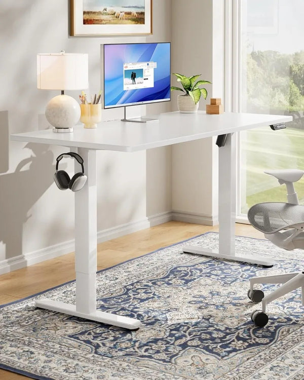 Electric Standing Desk, 48" x 30" Whole Piece Desktop, Adjustable Height Computer Desk, 4 Height Memory Settings
