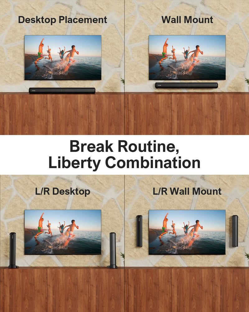 ULTIMEA 2.2ch Soundbar for TV Peak Power 100W 2-in-1 Detachable Bluetooth 5.3