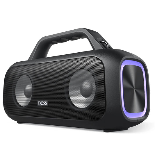 DOSS Outdoor Portable Speaker Powerful 60W Stereo and Bass Sound Box Power Bank IPX6 Waterproof LED Lights TWS Wireless Speakers