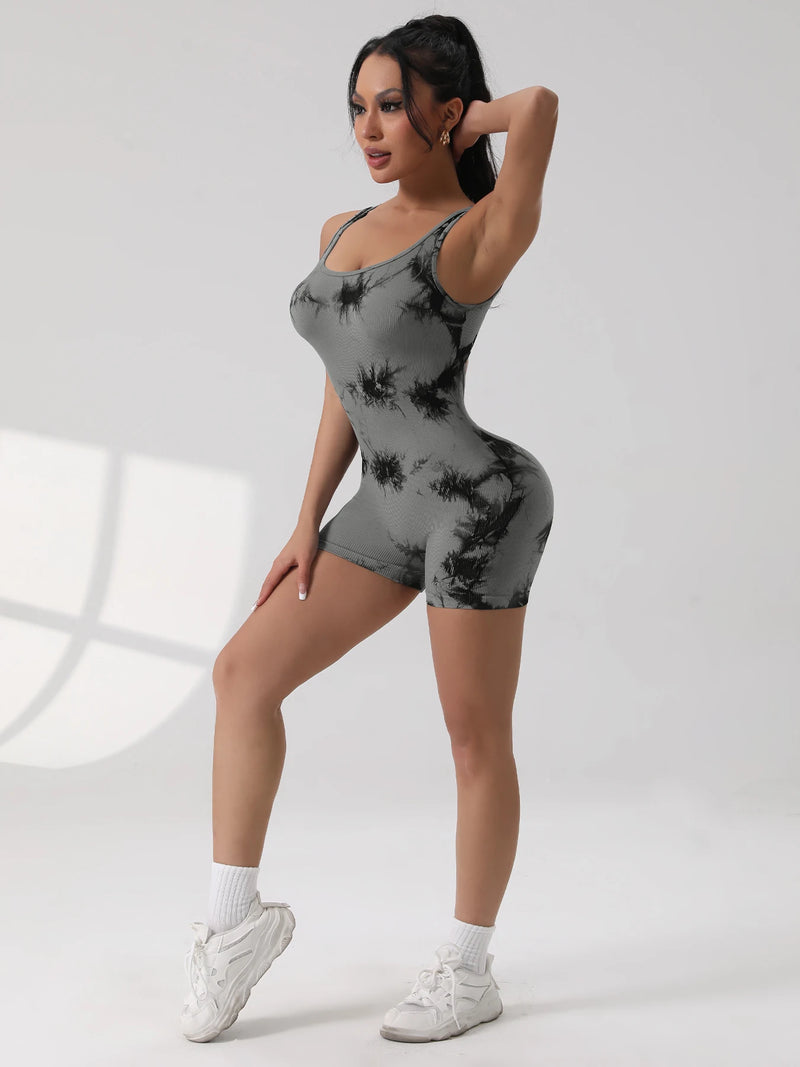 Tummy Control Backless Yoga Suit U Neck Seamless Jumpsuit