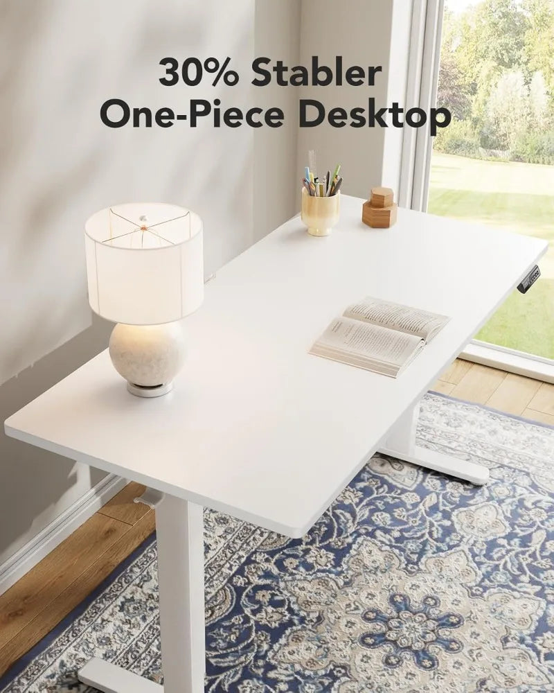 Electric Standing Desk, 48" x 30" Whole Piece Desktop, Adjustable Height Computer Desk, 4 Height Memory Settings