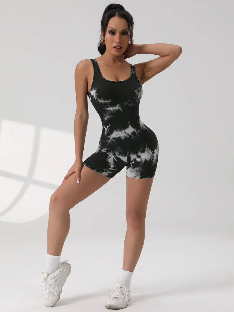 Tummy Control Backless Yoga Suit U Neck Seamless Jumpsuit