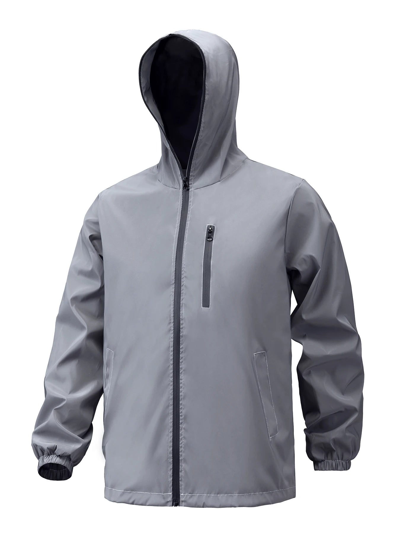 Reflective Zip Hooded Windbreaker Jacket For Men And Women