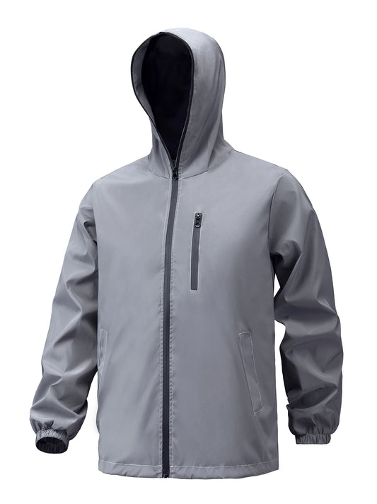 Reflective Zip Hooded Windbreaker Jacket For Men And Women