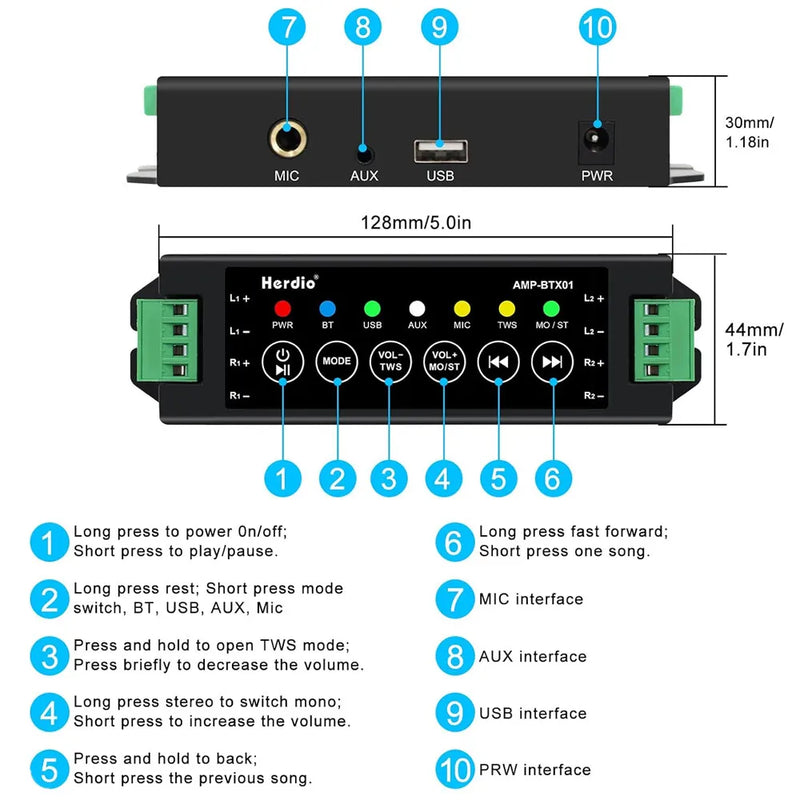 Herdio 800W Waterproof Bluetooth Outdoor Speakers Pair