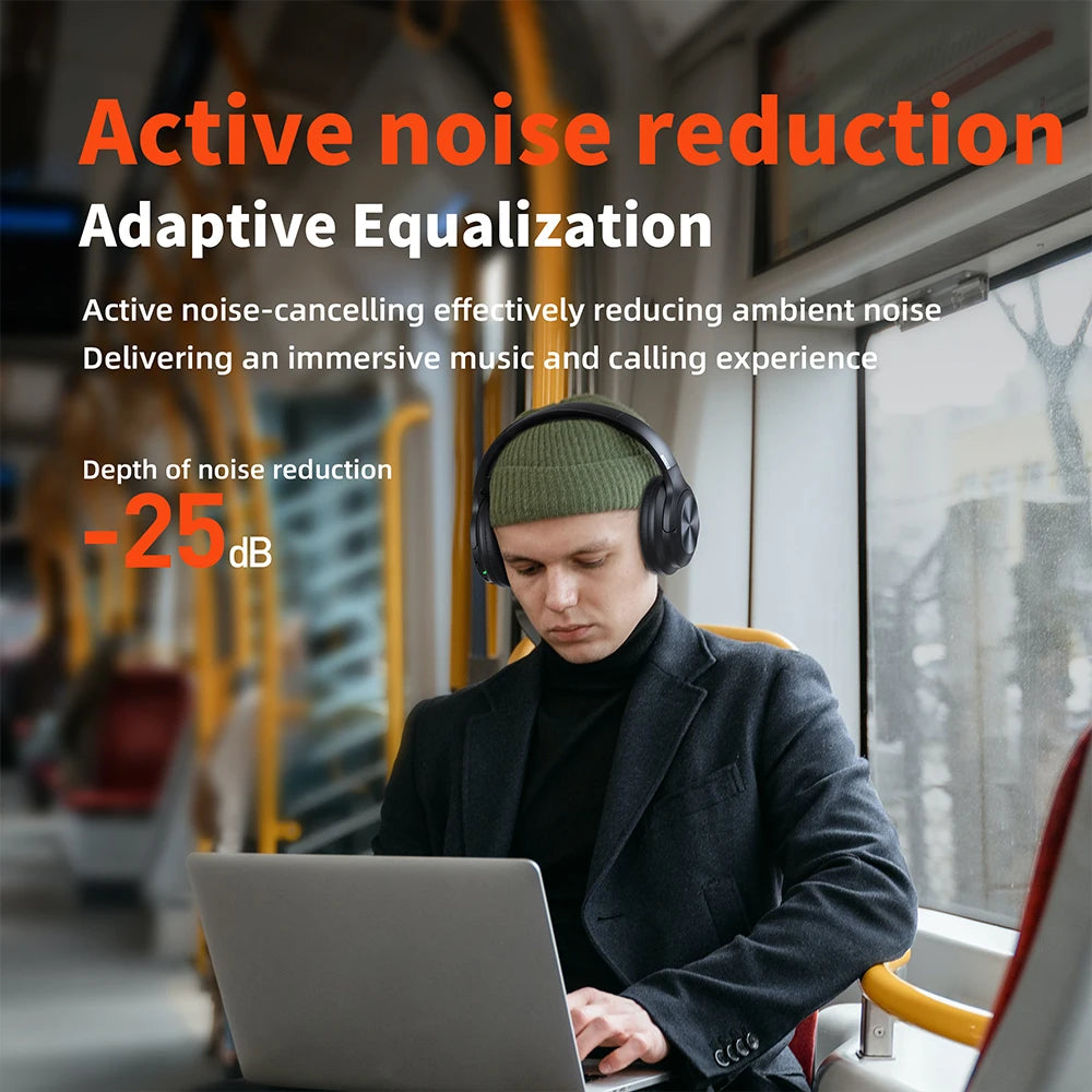 QERE E80 Wireless Headphones with ANC and 70 Hour Battery