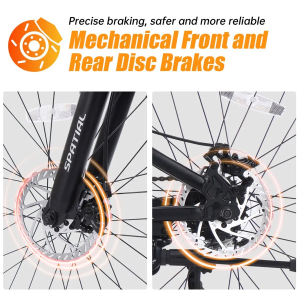 SPATIAL 24 Inch Mountain Bike, Teenager MTB with 21 Speed,High-Tensile Aluminum Frame,Dual Disc Brake, Adult Hardtail Bicycle