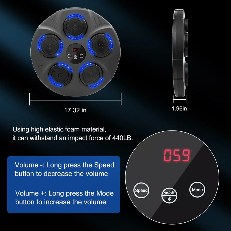 Smart Music Boxing Trainer Wall Mounted Bluetooth Target