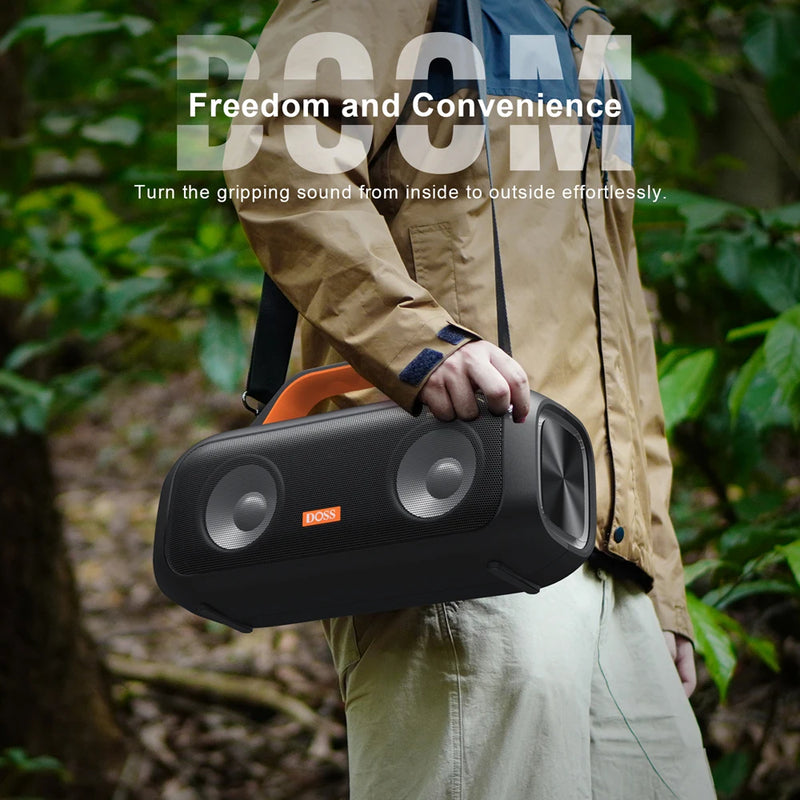 DOSS Outdoor Portable Speaker Powerful 60W Stereo and Bass Sound Box Power Bank IPX6 Waterproof LED Lights TWS Wireless Speakers