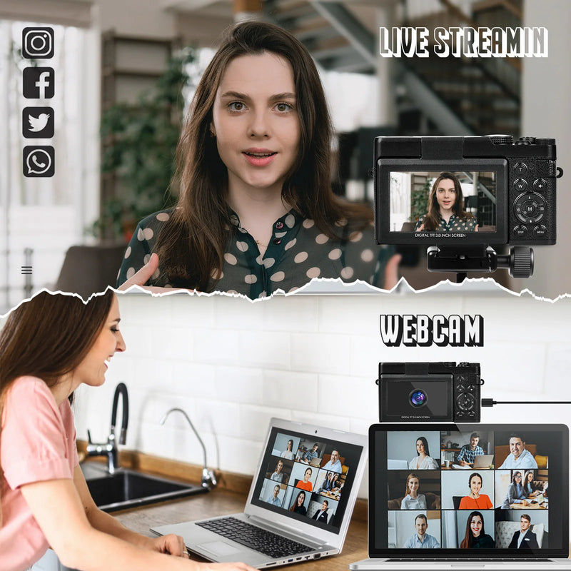 NBD 56MP Digital Cameras for Photography, 4K Autofocus Digital Cameras with 32GB TF Card & 2 Batteries,18X Digital Zoom